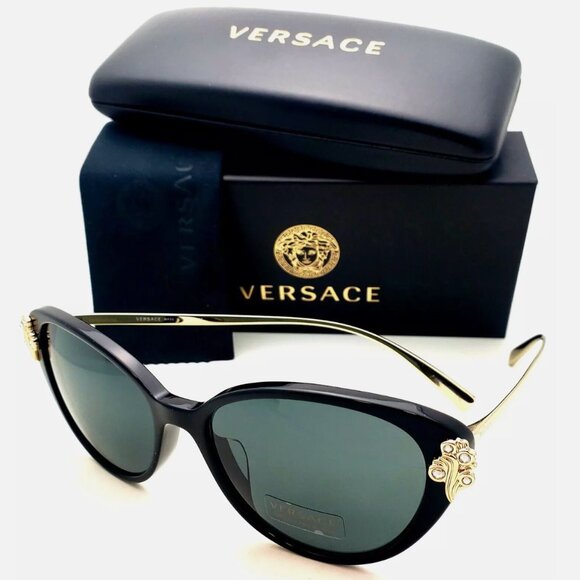 Versace Black and Gold Womens 55mm Sunglasses main image 5